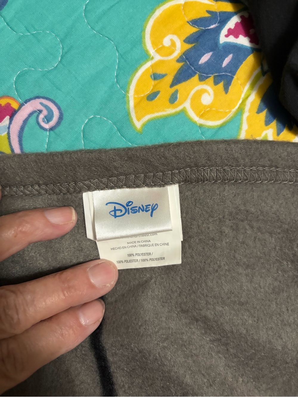 Disney Gray Hooded Mickey Blanket Throw with Red & Yellow Accents - Picture 3 of 4